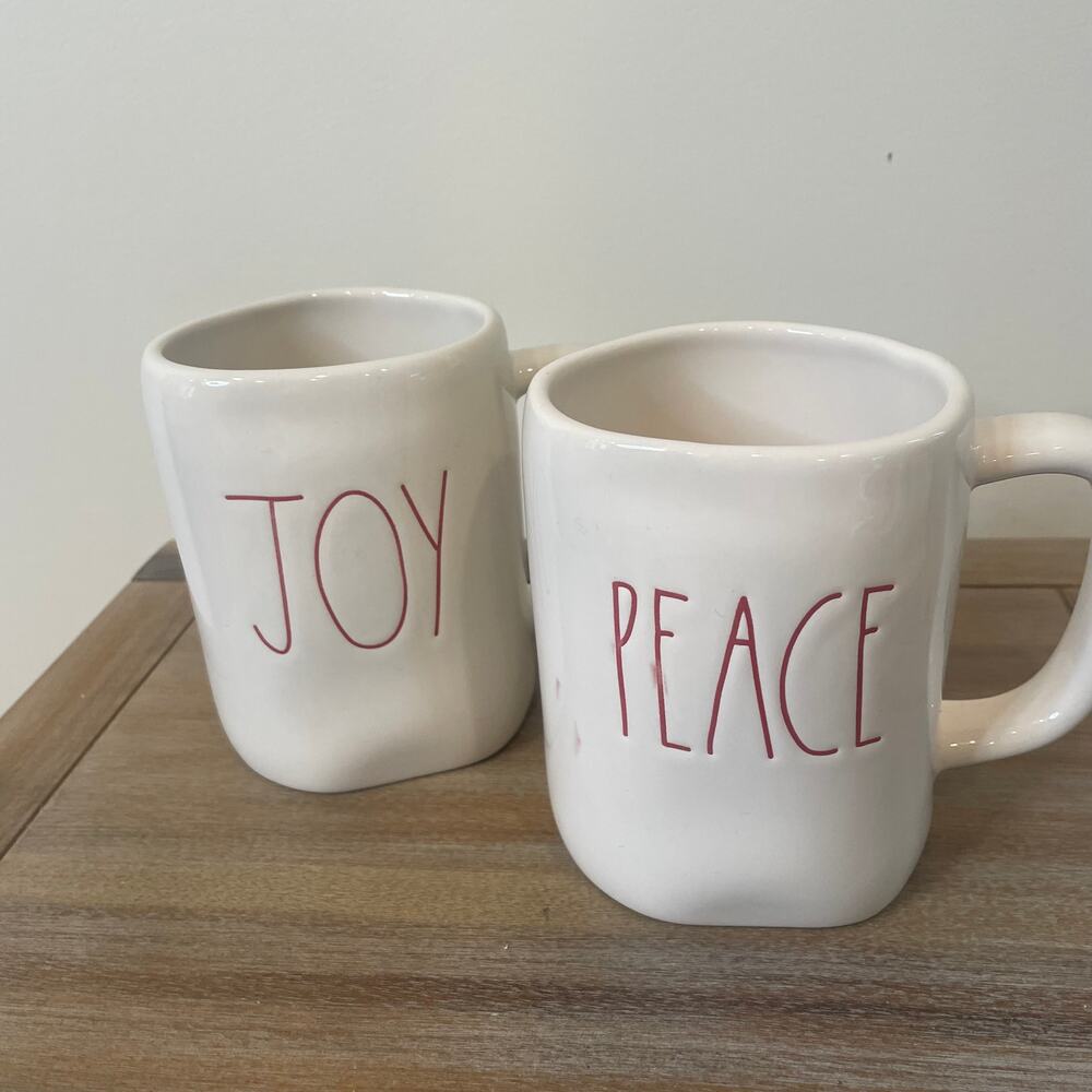 Rae Dunn Holiday Joy + Peace Mugs (2) NWOT